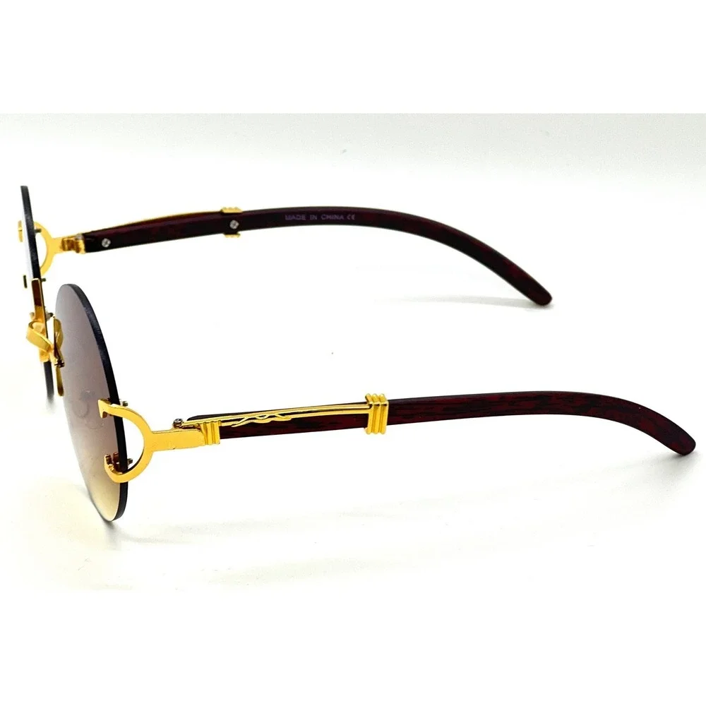 Sunglasses Classic UV400 Protection Gold‎ Frameless Retro Shades Circle Lentes